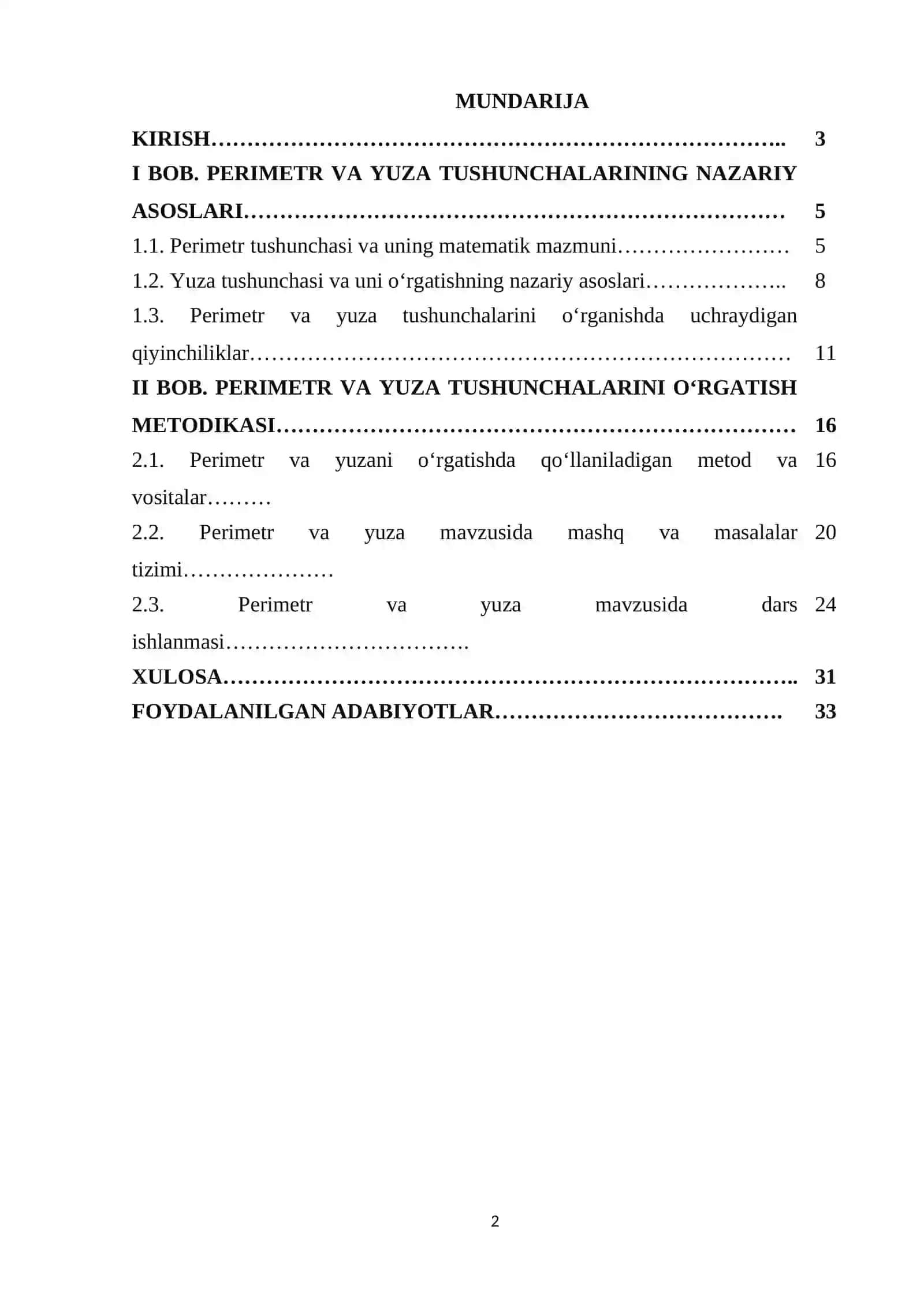 perimetr va yuza tushunchalarini oʻragatish metodikasi 2