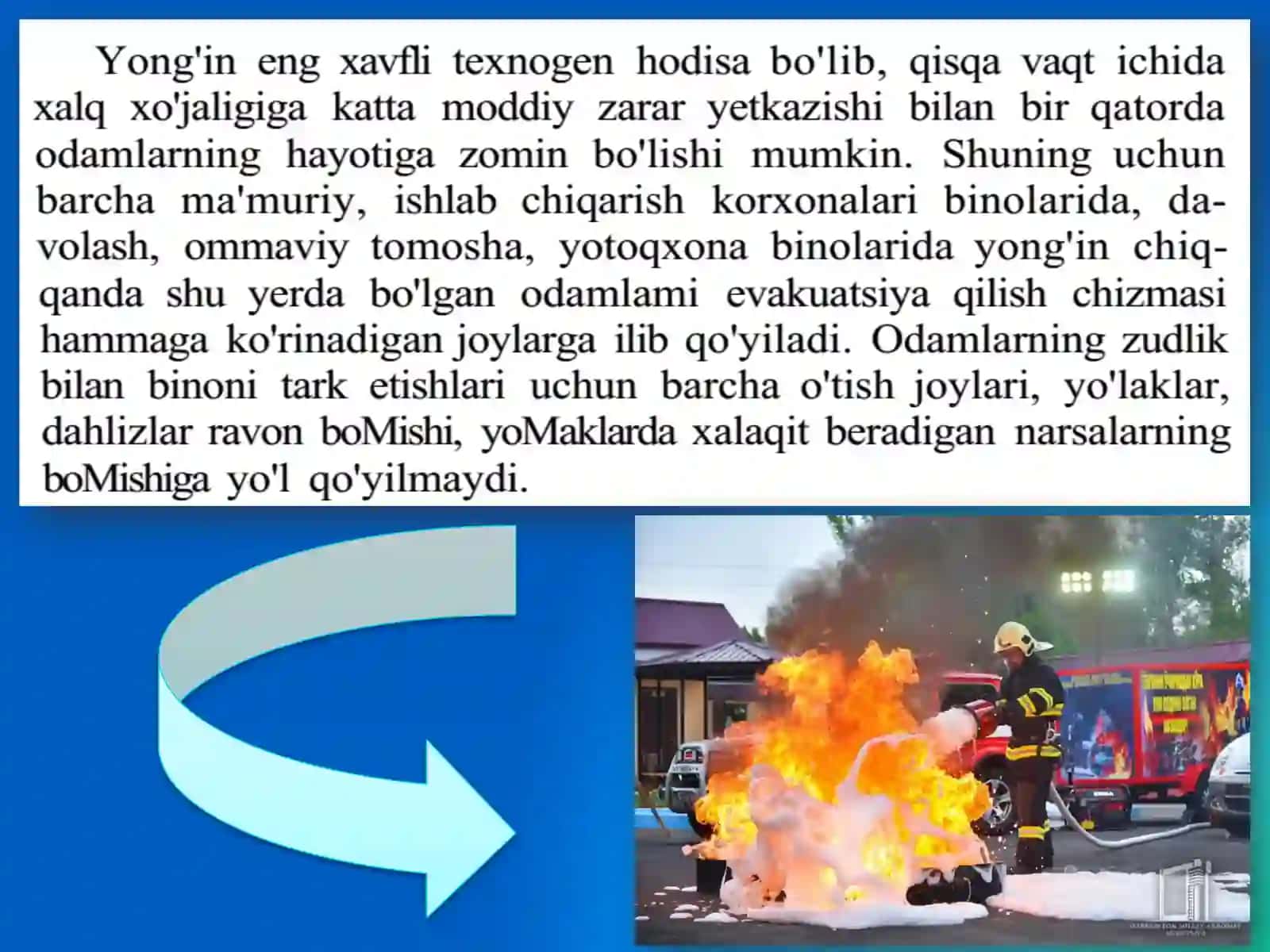 Halokatli yong'in sodir bo'lganda, aholini evakuatsiya qilish 2