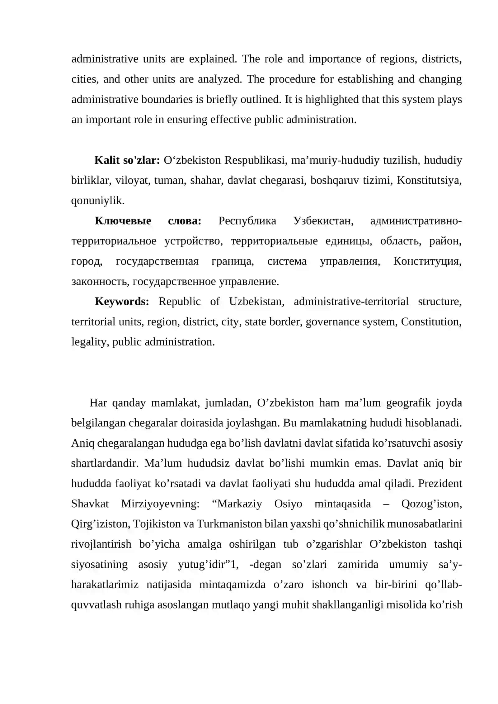 Oʻzbekistonning ma' muriy- hududiy va davlat tuzilishi. 2