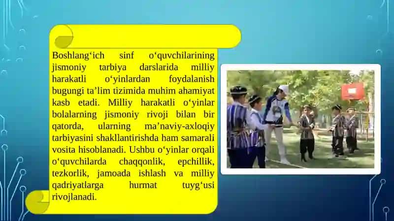 Boshlangʻich sinf oquvchilatining jismoniy tarbiya datslarida qollaniladigan milliy harakatli oʻyinlar 2
