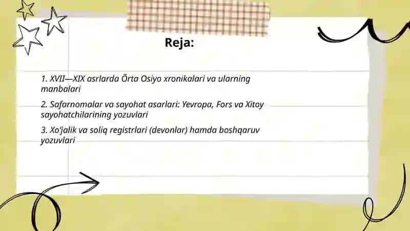 Õrta Osiyoning XVII XIX asrlar tarixiga oid yozma manbalar 2