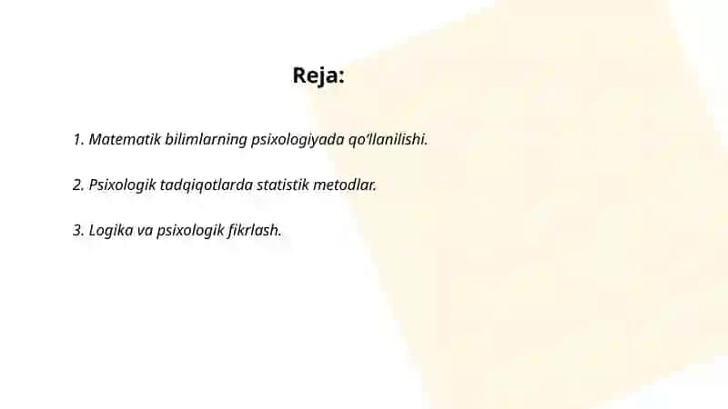 Matematik bilimlarni psixologiyada o'rganish 2