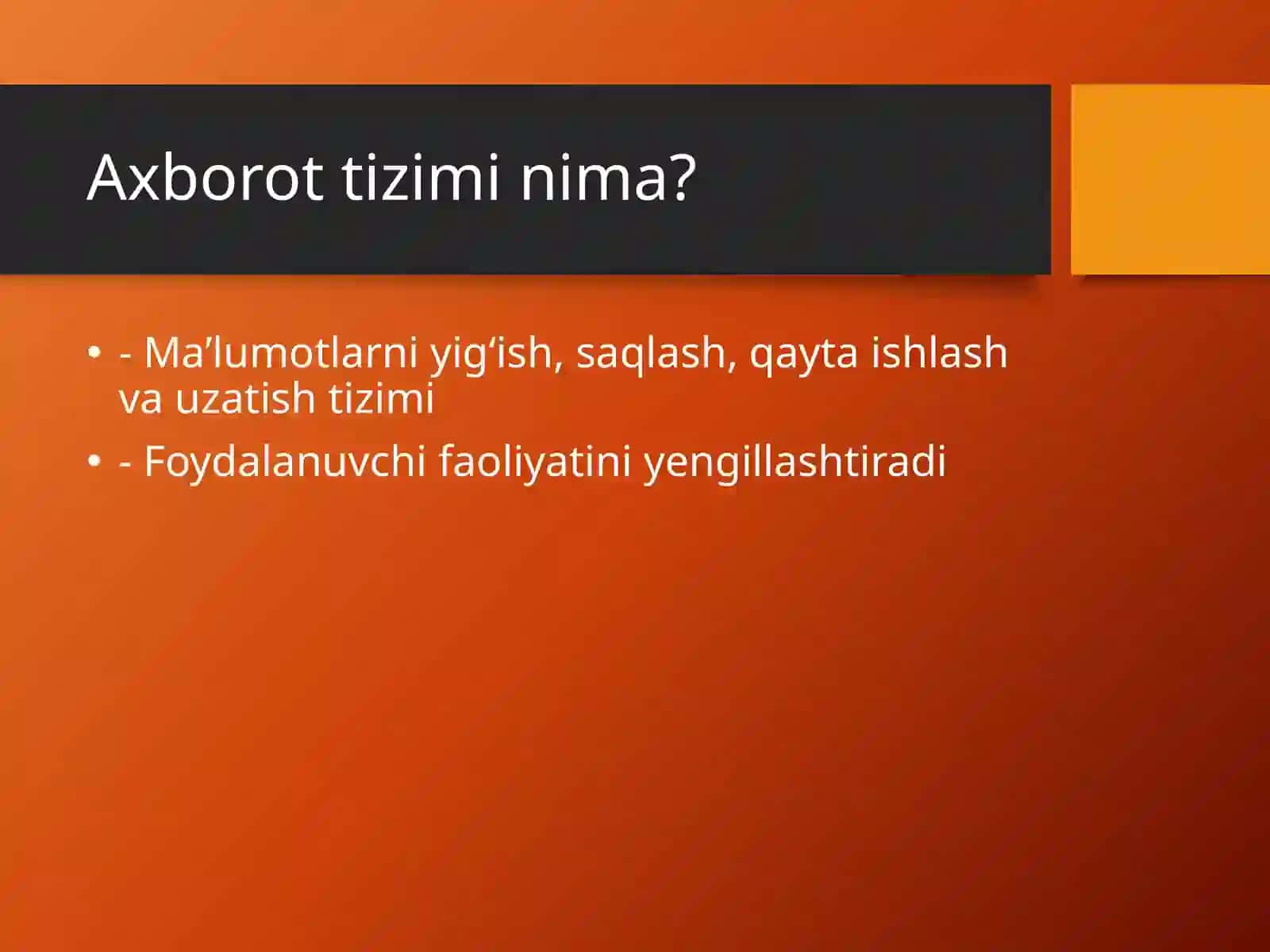Axborot tizimlarining tasnifi 2