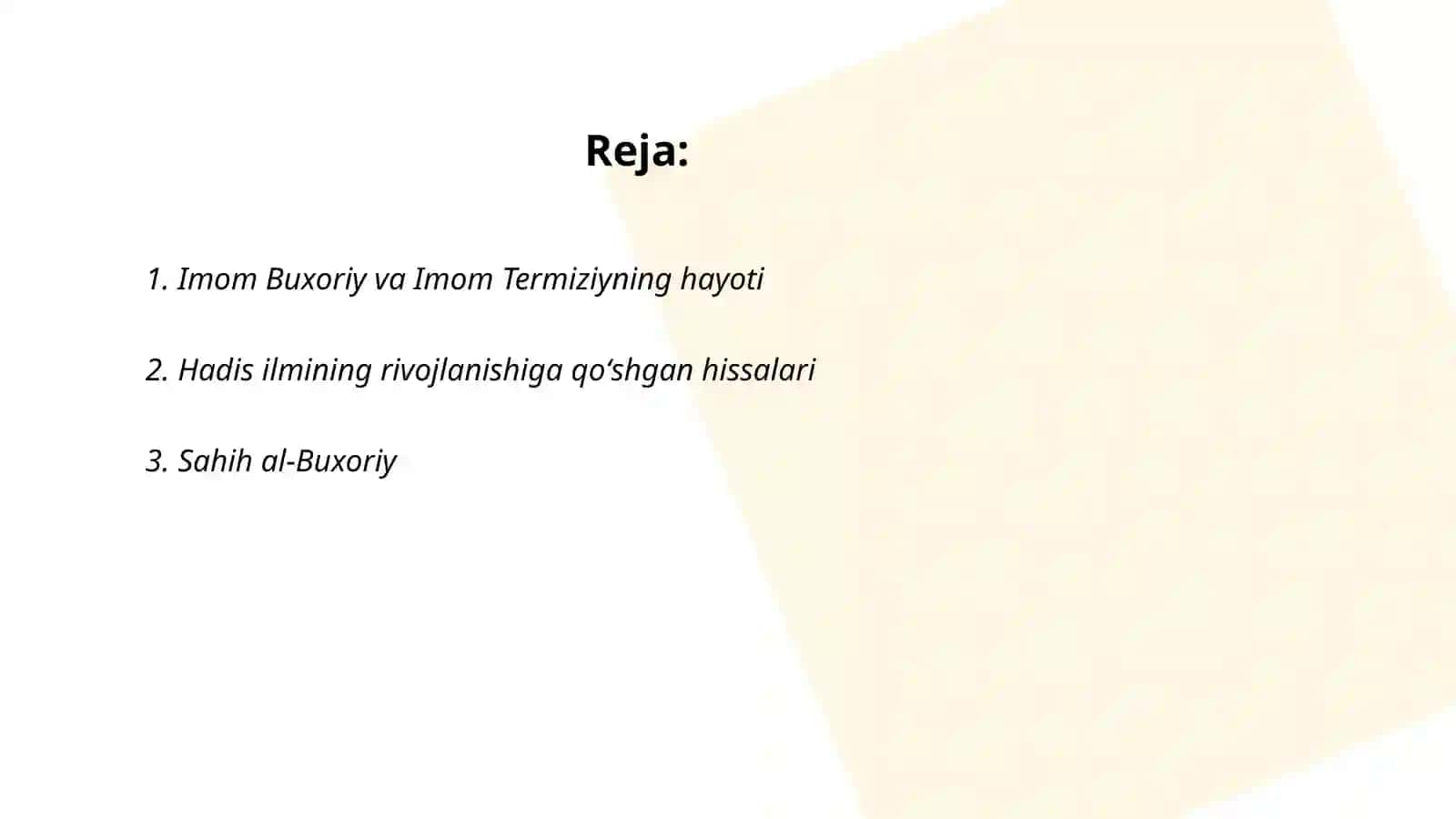 Imom Buxoriy va Imom Termiziyning hadis ilmiga qoʻshgan hissalari 2