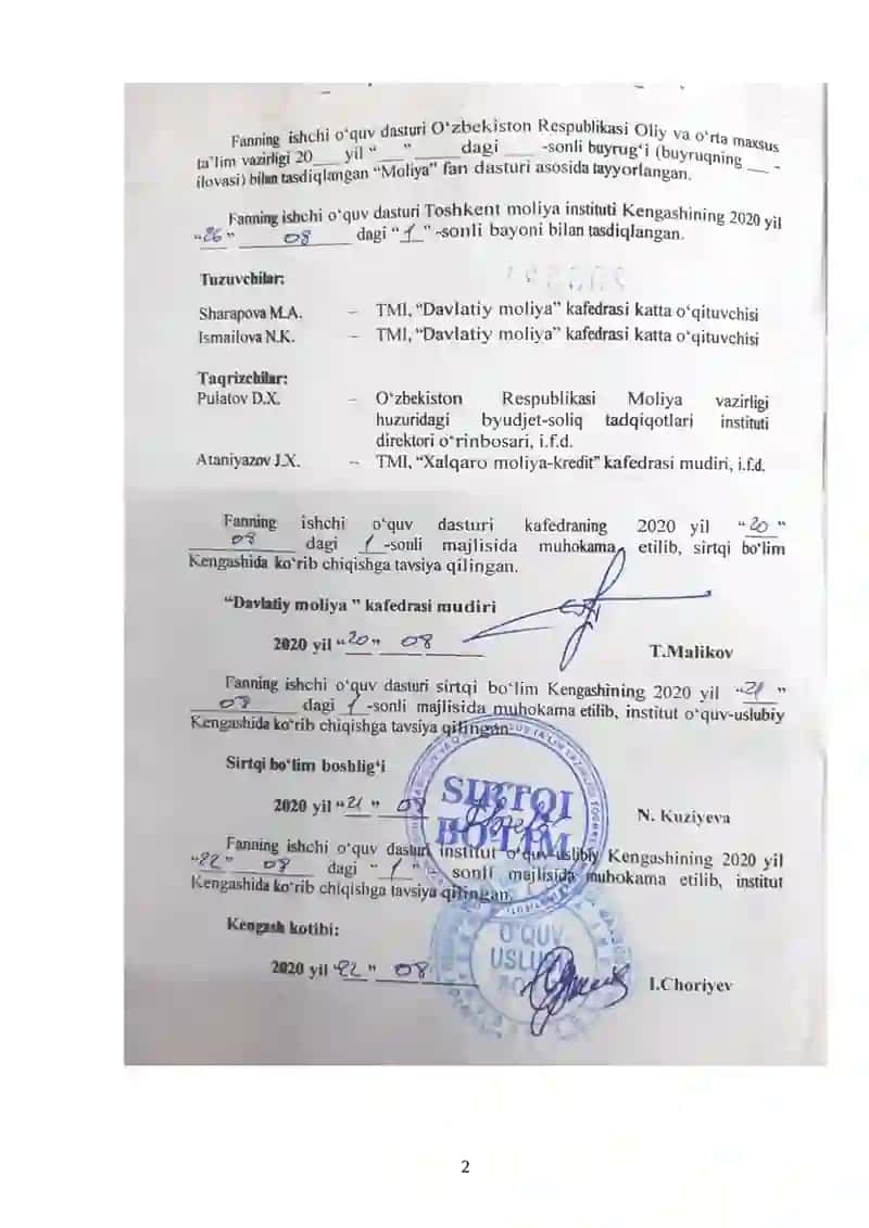Moliya ta'limi 2