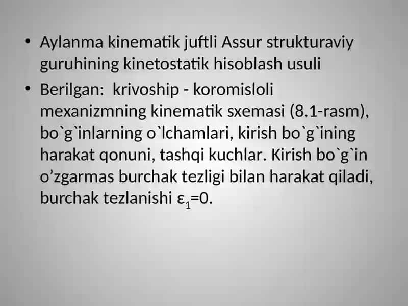 Tekismexanizmlarningkinetostatiktahlili 2