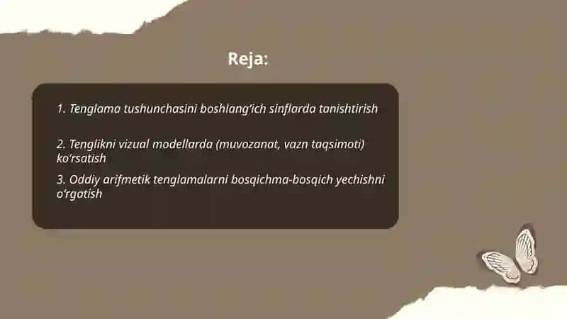 Tenglama va uni yechishga oʻrgatish (boshlangʻich sinflarda) 2