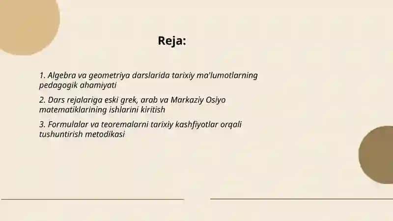 Algebra va Geometriya Darslarida Tarixiy Ma'lumotlar 2