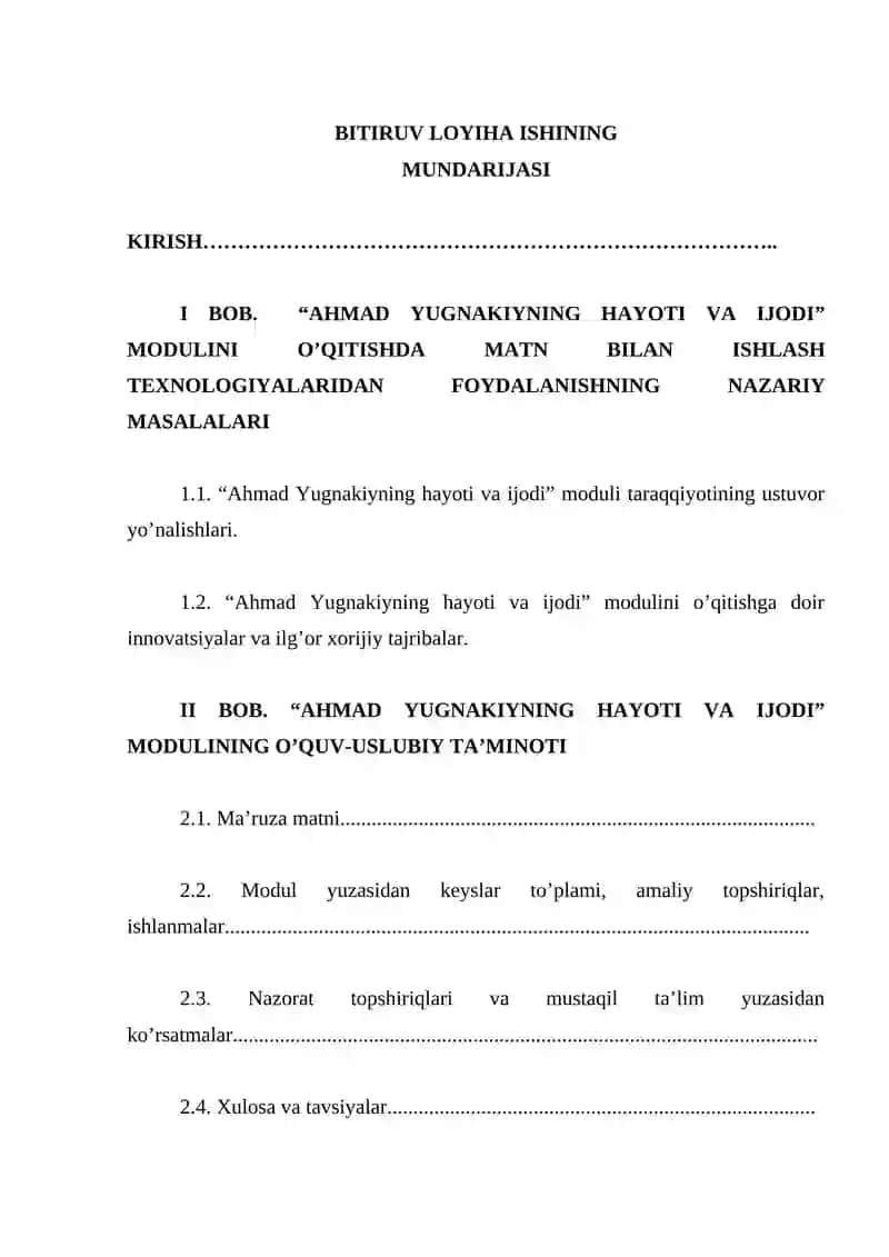 “Ahmad Yugnakiyning hayoti va ijodi” modulini o’qitishda matn bilan isnlash texnologiyalaridan foydalanish 2