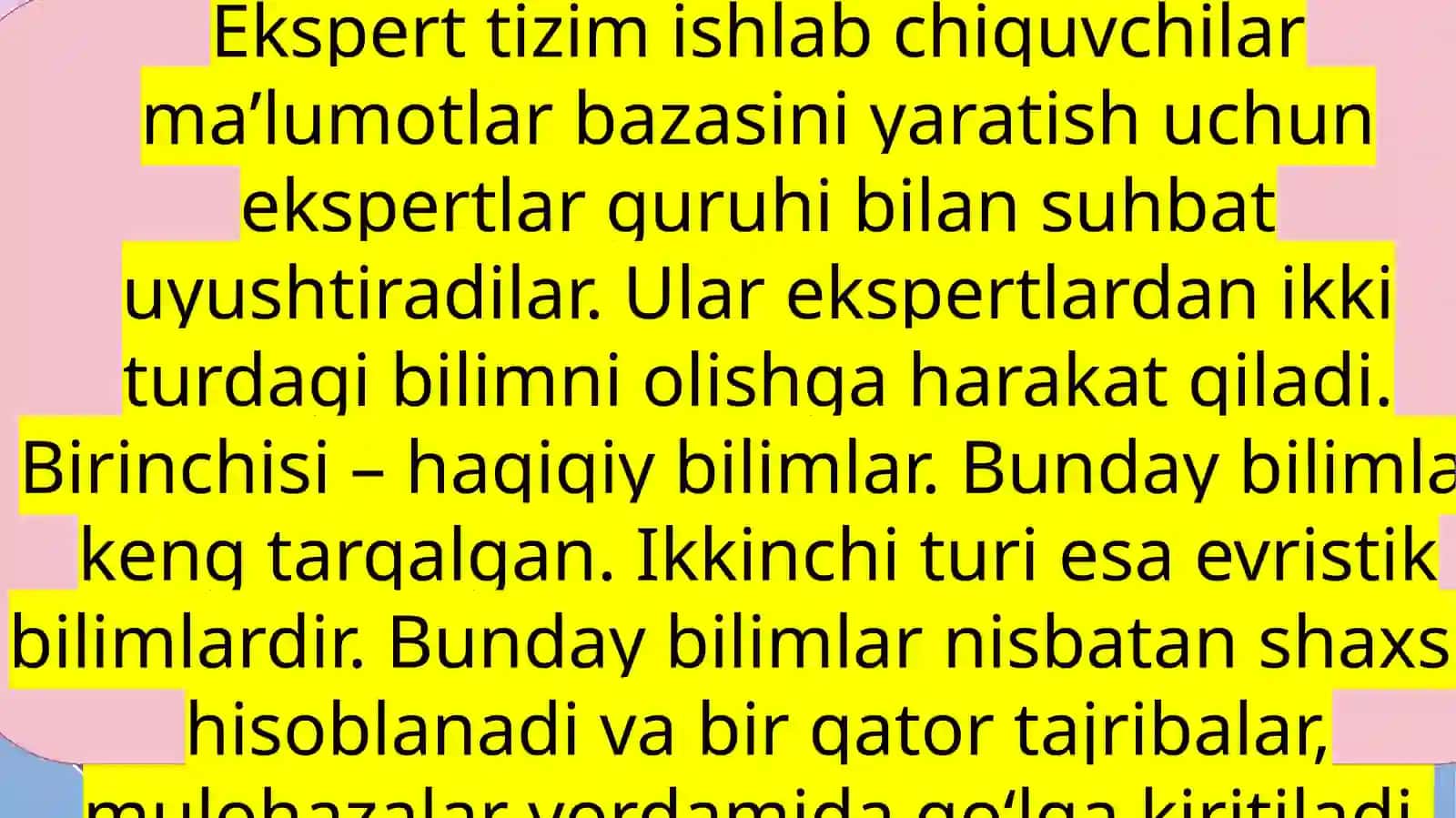 Bilimlar bazasi va yakunlovchi mexanizm 2