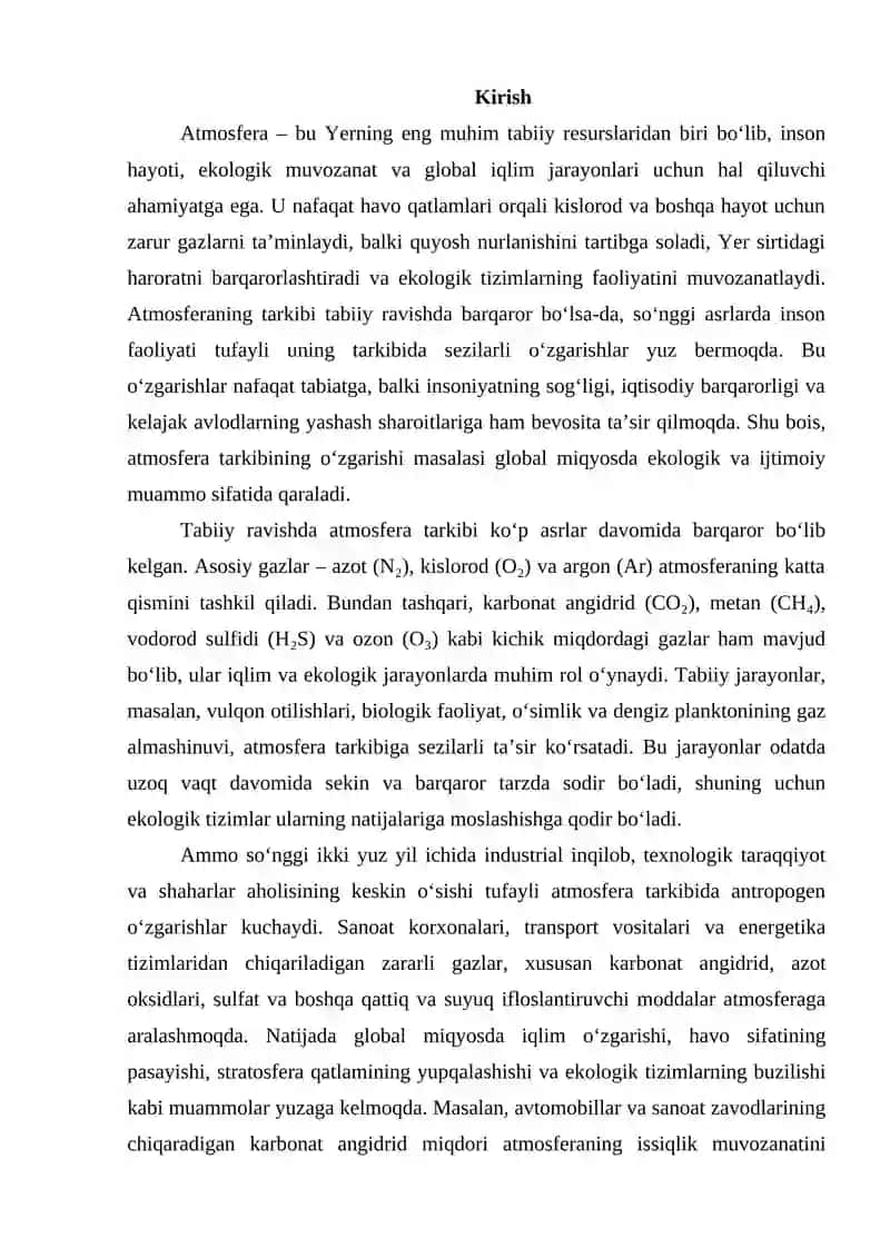 Atmosfera tarkibining oʻzgarishi bilan bogʻliq muammolar 2
