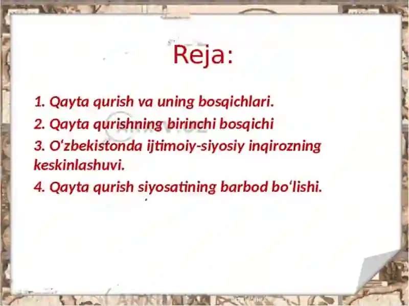 Qaytaqurish jarayoni va uning bosqichlari 2
