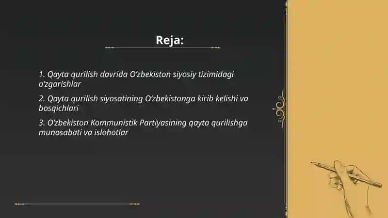 Qayta qurish yillarida 2