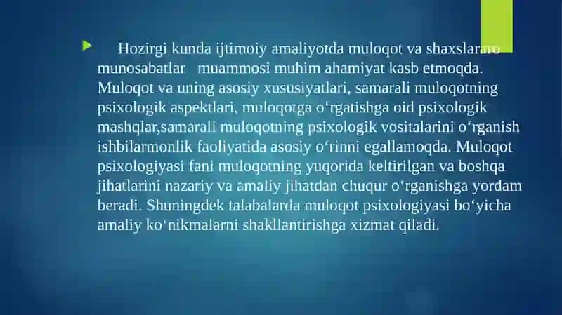 Tibbiyotda  muloqatning o‘rni  va shaxslararo munosabatlar 2