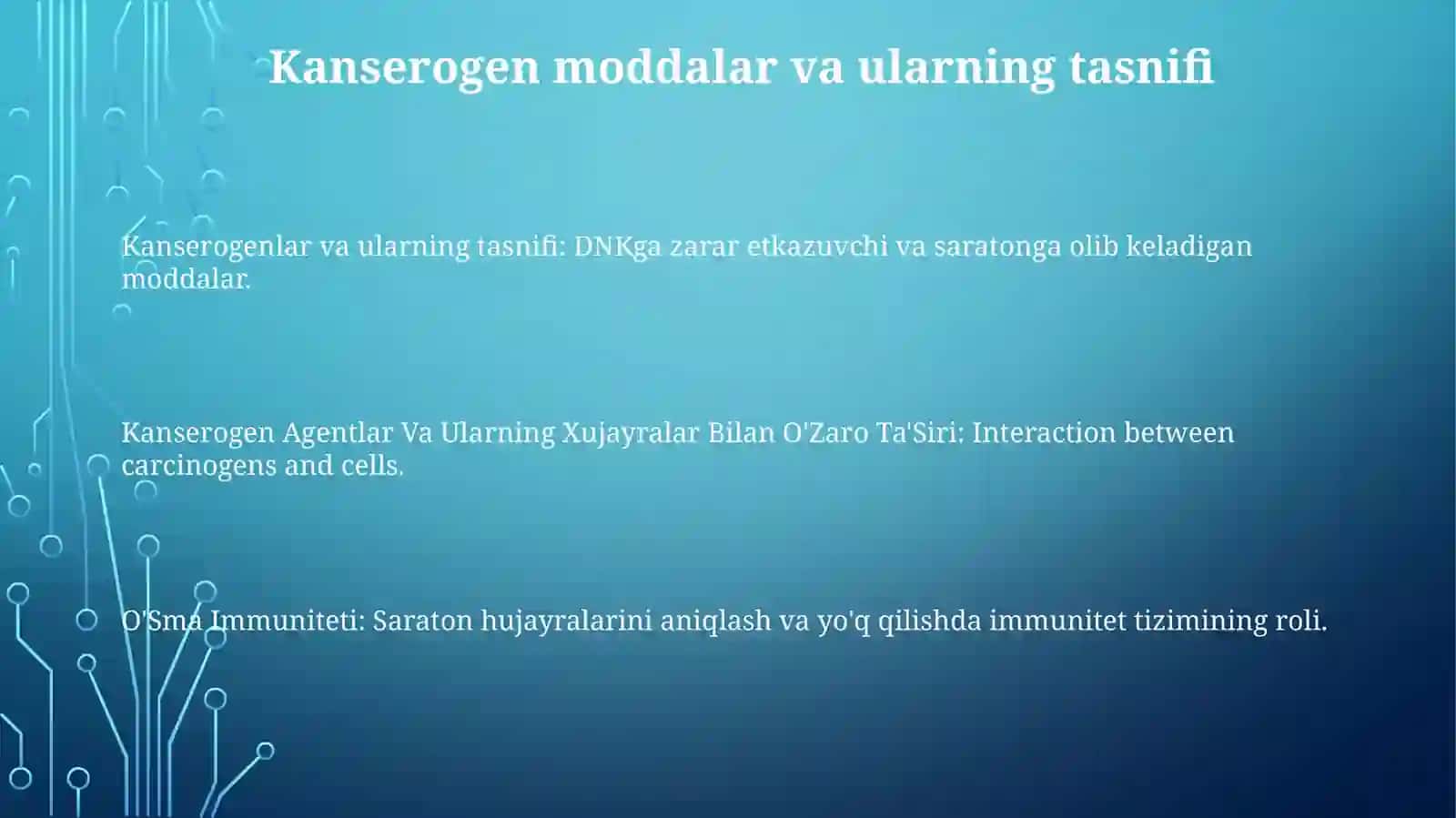 Kanserogen Agentlar Va Ularning Xujayralar Bilan O'ZaroTa'Siri.O'SmaImmuniteti 2