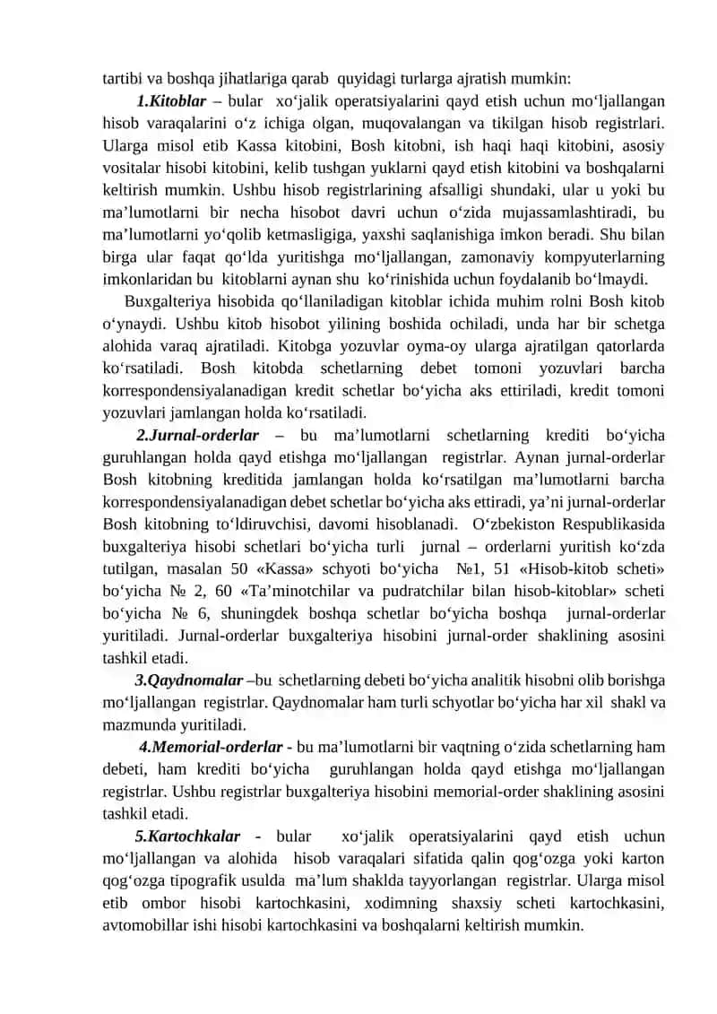Buxgalteriya hisobi registrlari va shakllari 2
