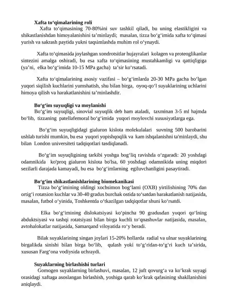 Anatomya fanining Bo’g’imlarning biomexanikasi 2