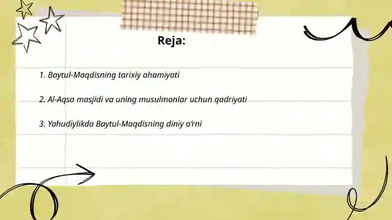 Falastin yerlarini musulmonlar, xristanlar va yahudiylar uchun ahamiyati 2