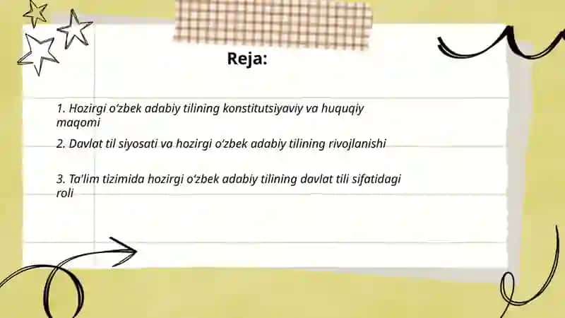 Hozirgi oʻzbek adabiy tilning davlat tili mavqeyidagi oʻrni 2