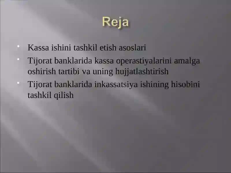 Kassa ishini tashkil etish asoslari 2