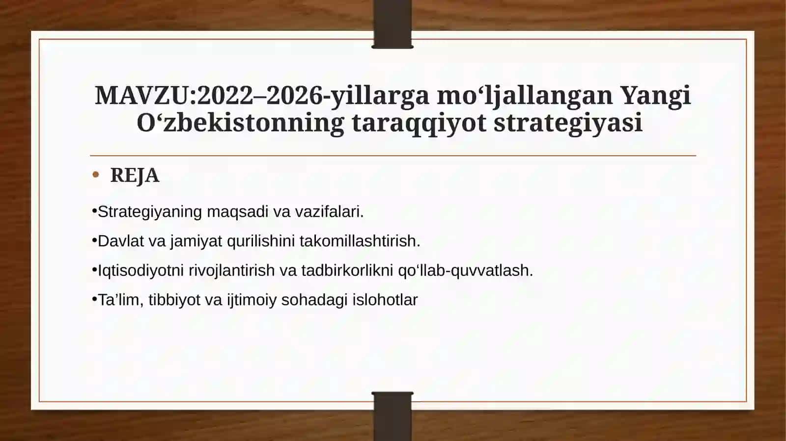 2022–2026-yillargamoʻljallanganYangiOʻzbekistonningtaraqqiyotstrategiyasi 2