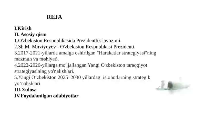 O'zbekiston Respublikasi Prezidenti SH.M.Mirziyoyevning keng miqyosli iqtisodiy islohotlari va uning mazmuni 2