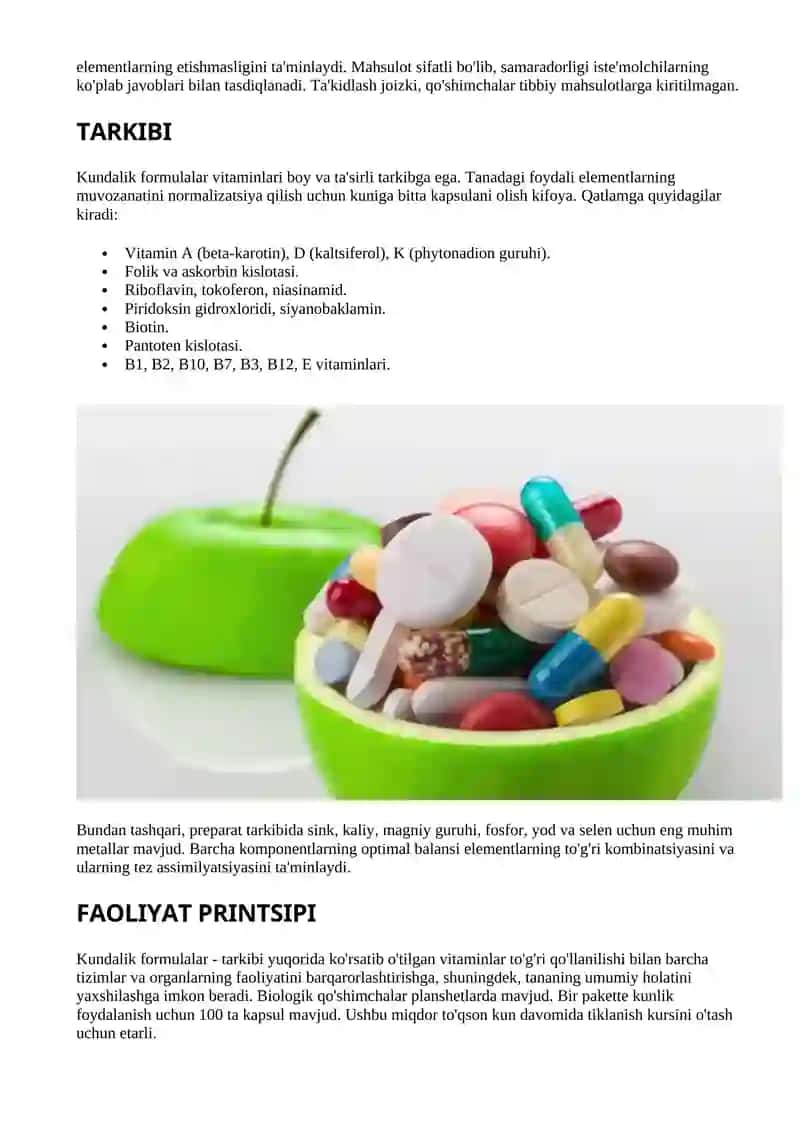Vitaminlar Kundalik Formulasi 2