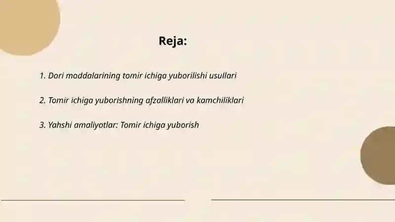 Dori moddalarini tomir ichiga yuborish 2