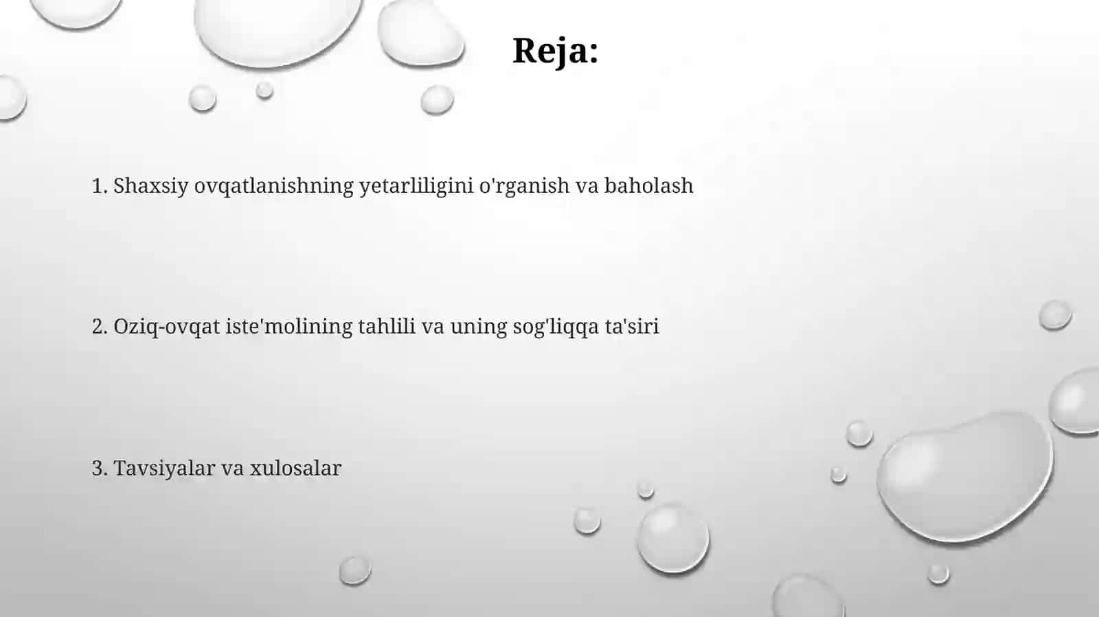Shaxsiy ovqatlanishning adekvatligini oʻrgsnish va baholash 2