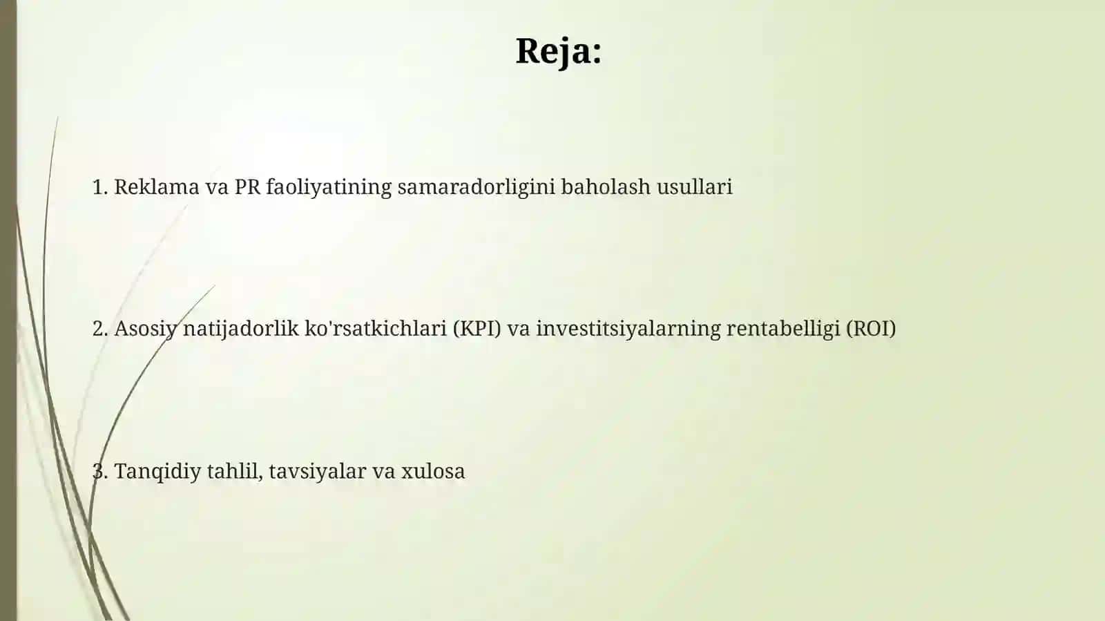 Reklama va PR faoliyatining samaradorligini tahlil qilish 2