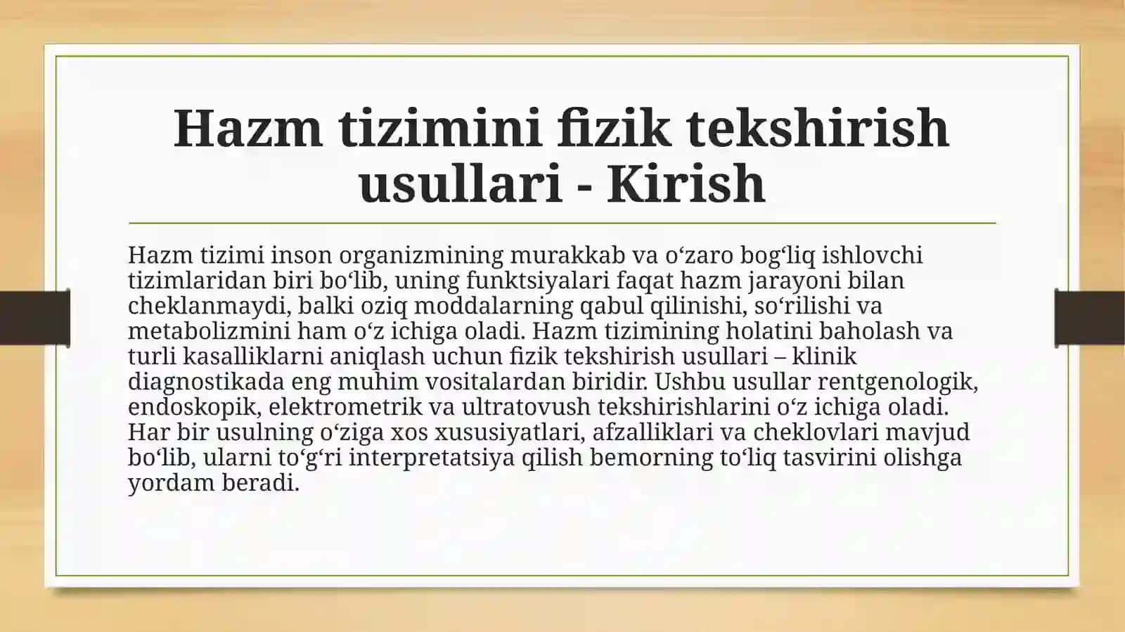 Hazmtizimini fizik tekshirish usullari va ularning interpretatsiyasi 2