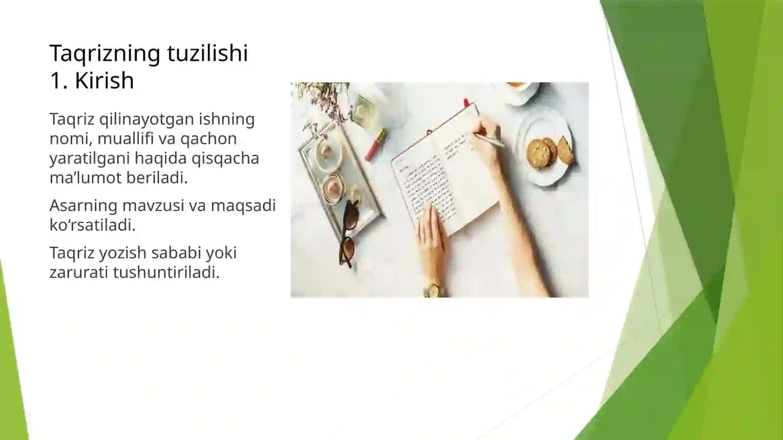 Taqriz tuzilishi va uning turlari 2