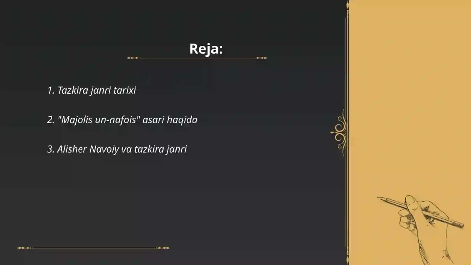 Tazkira janri "Majolis un-nafois" "Oʻzbek adiblari" "Fargʻona adiblari" 2