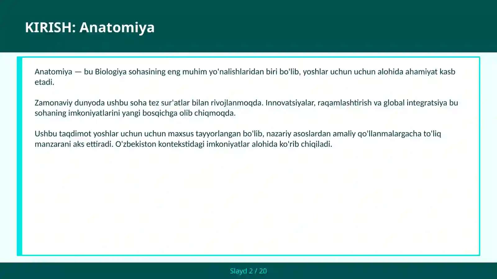 ANATOMIYA Organ tizimlari — yoshlar uchun 2