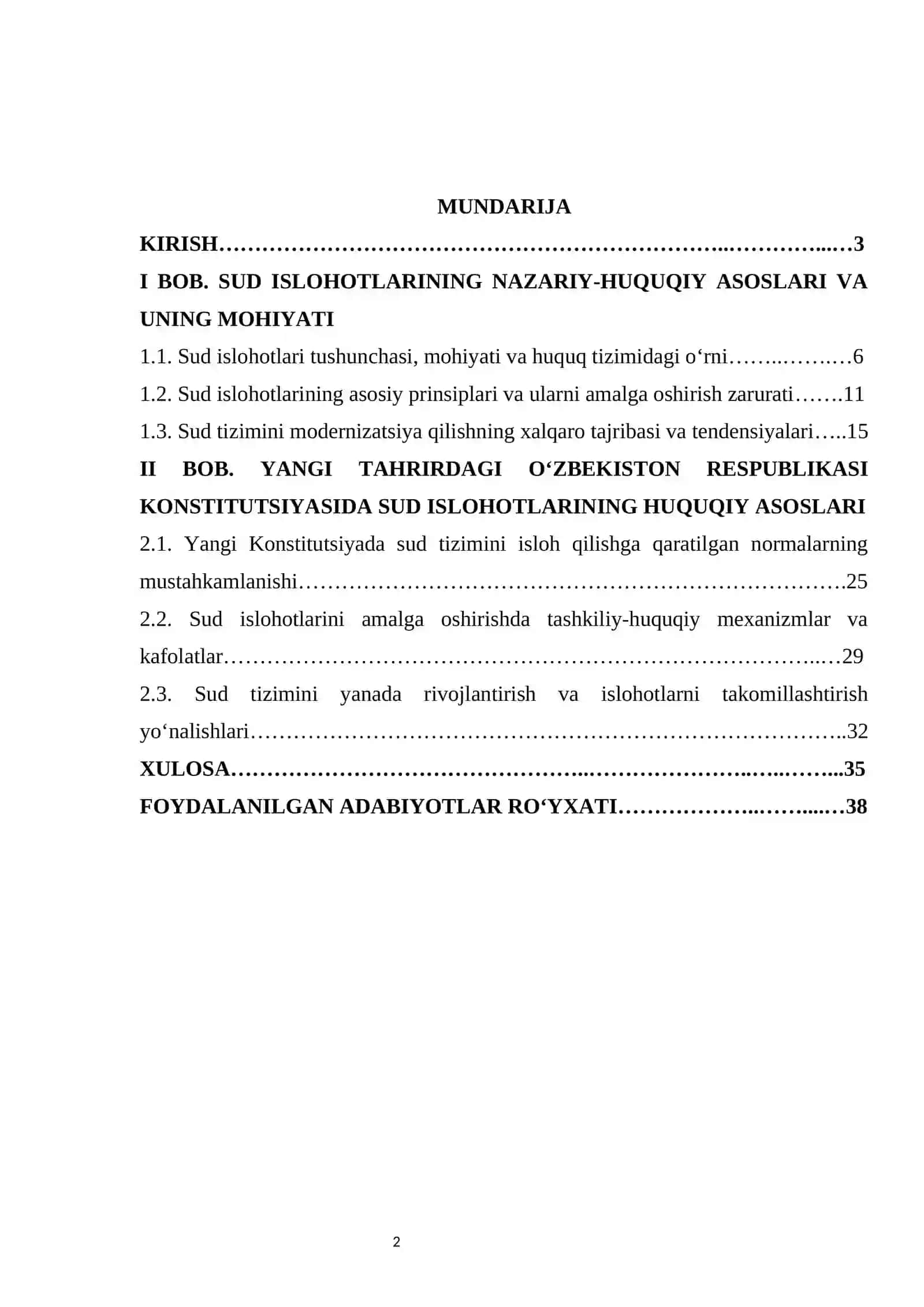 Yangi Konstitutsiyada sud islohotlarining huquqiy asoslari kurs ishi 2