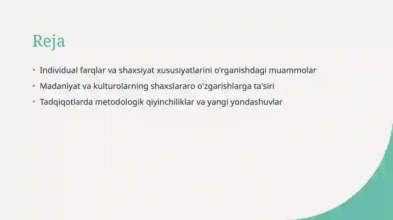 Differensial psixologiyada tadqiqot yónalishlarining asosiy muammolari 2