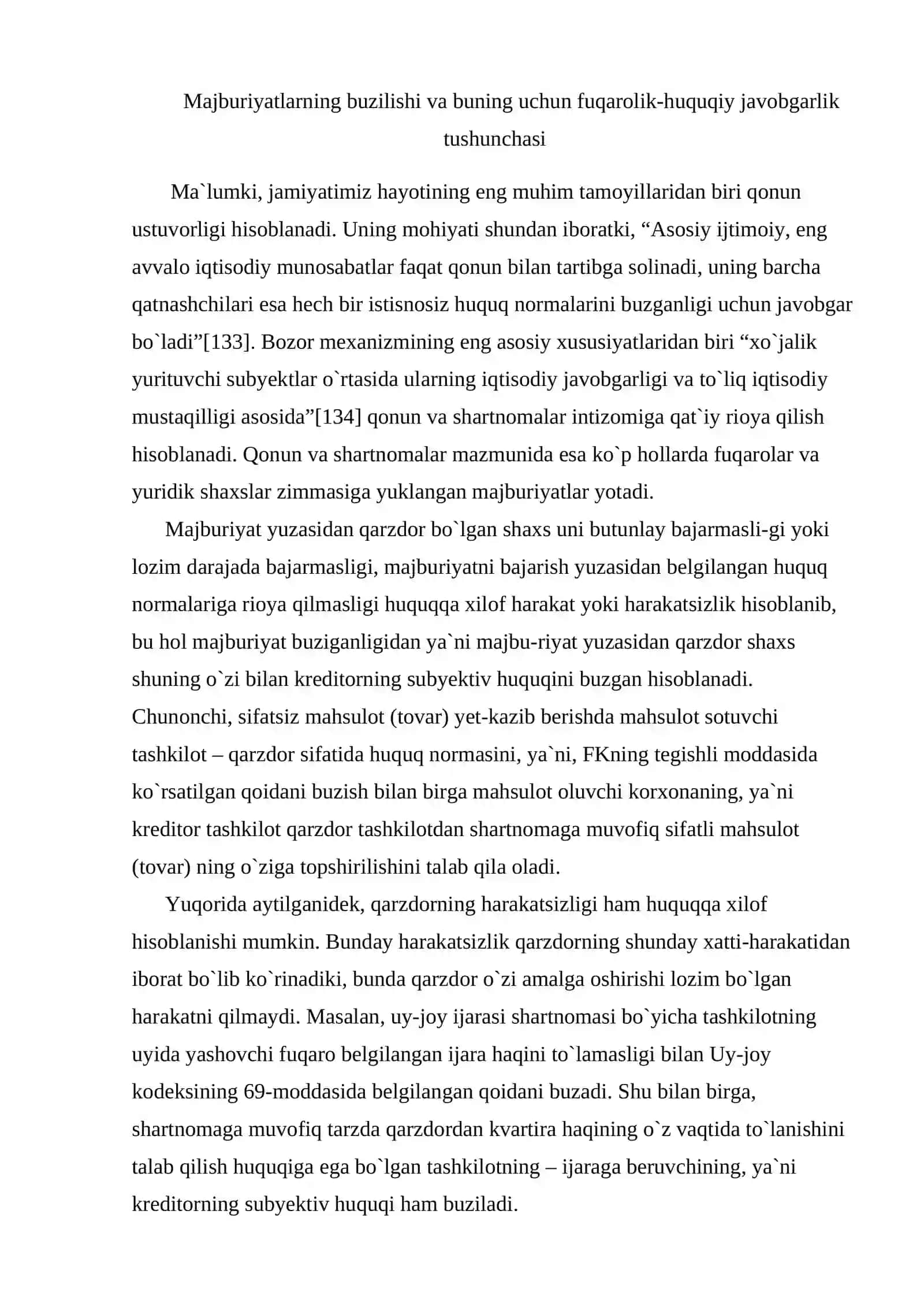 Majburyatlarning buzilishi va buning uchun javobgarlik mustaqil ish 2