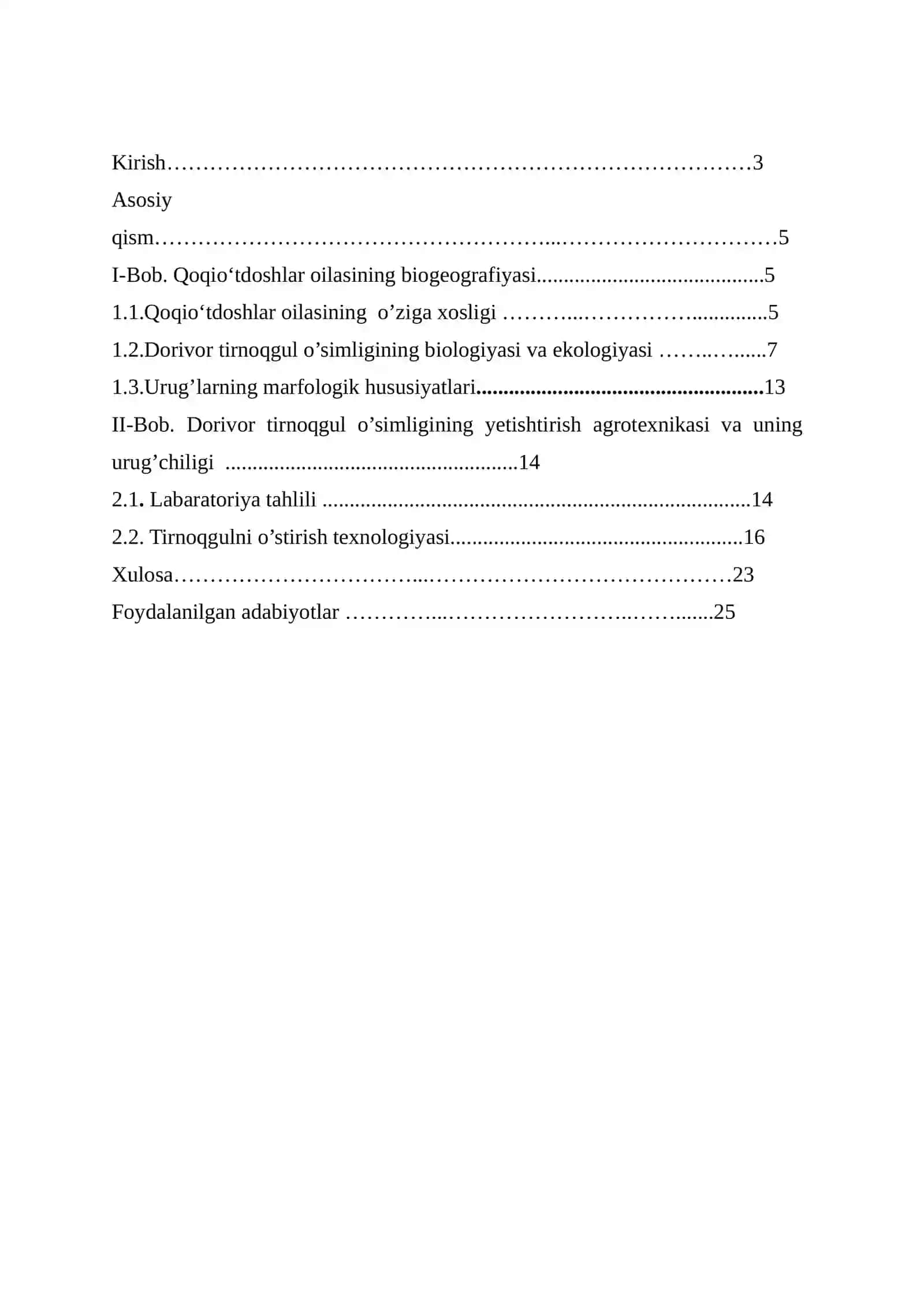 Dorivor tirnoqgul oʻsimligining labaratoriya tahlili boʻyicha kurs ishi 2