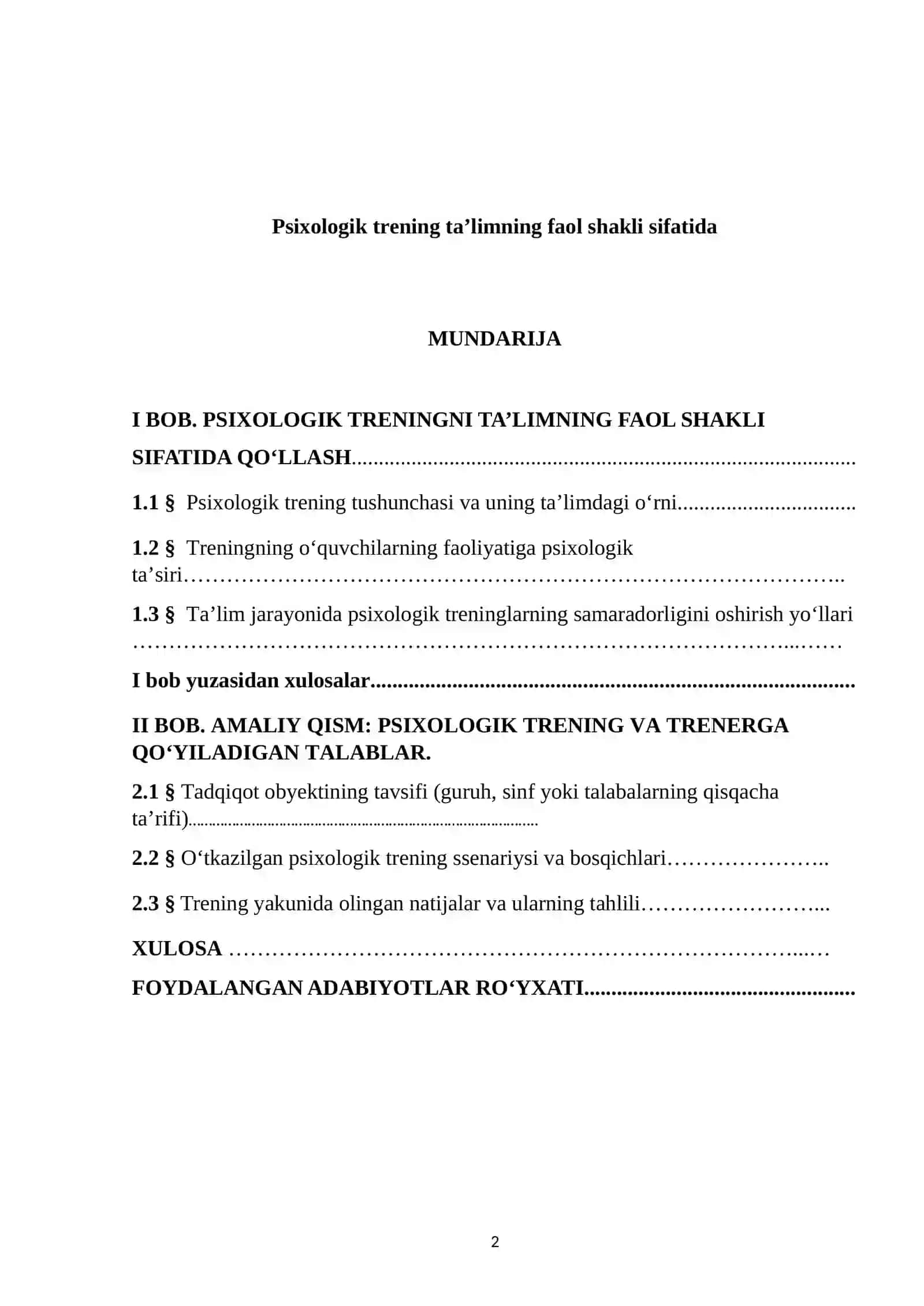 Psixologik trening ta'limning faol shakli sifatida 2
