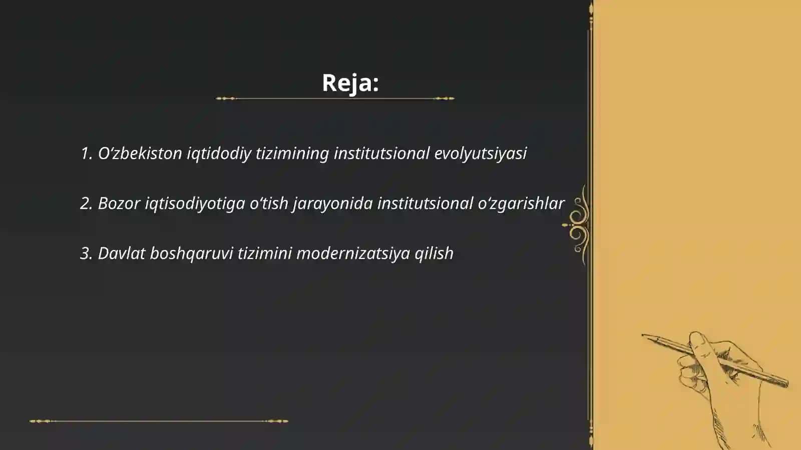 Oʻzbekiston iqtisodiyotini instutsional rivojlantirish yoʻnalishlari 2
