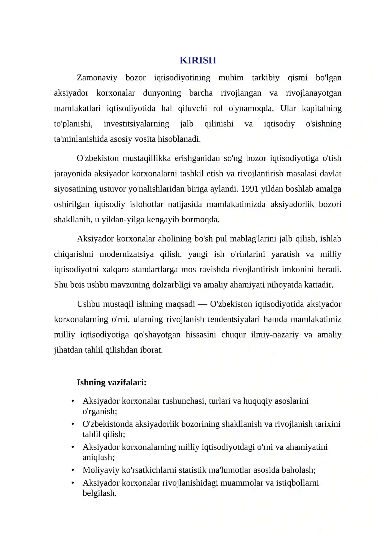 O'ZBEKISTON IQTISODIYOTIDA AKSIYADOR KORXONALARNING O'RNI 2