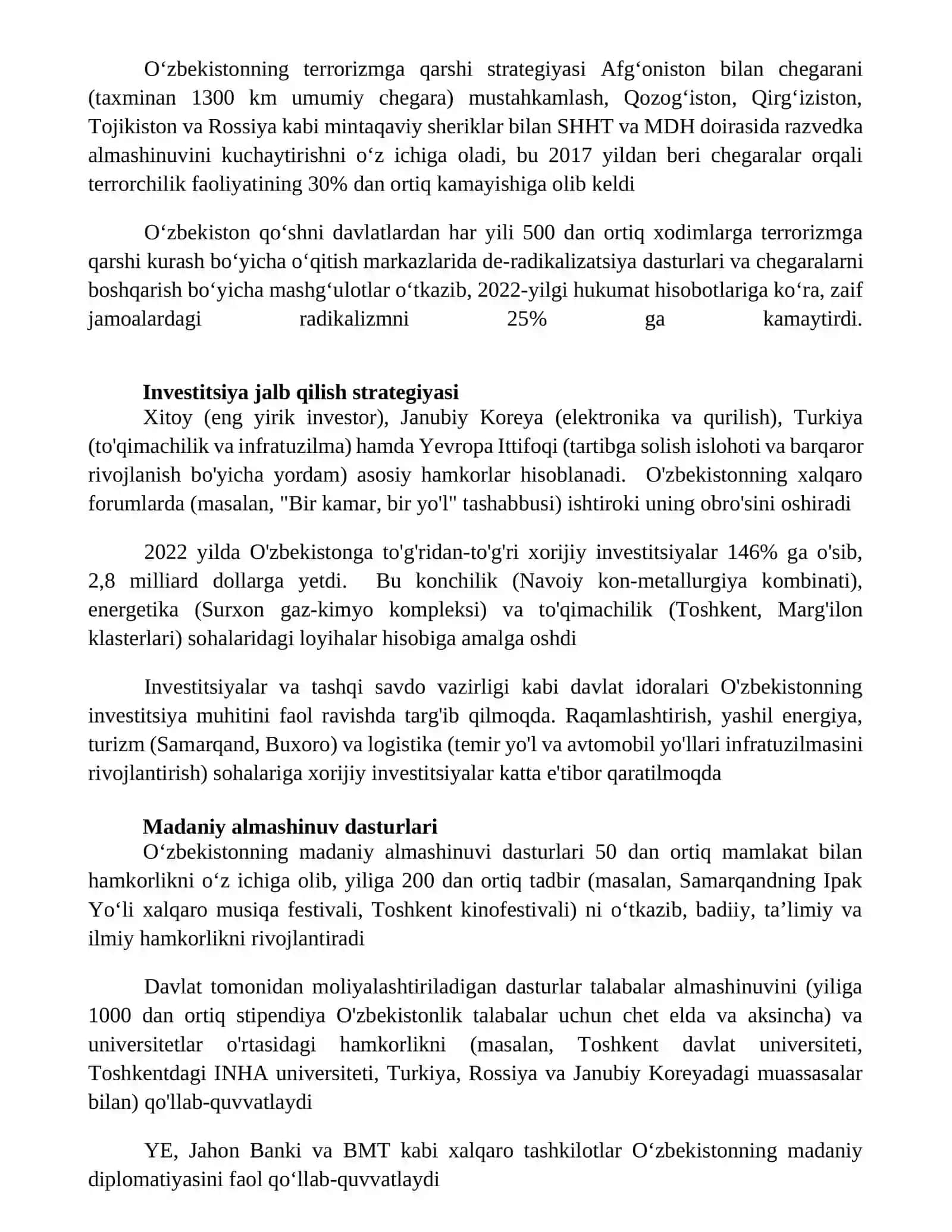 O'zbekiston xalqaro hamkorligi 2