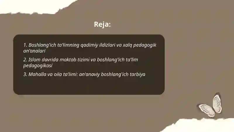 Boshlang'ich ta'lim pedagogikasi tarixi 2