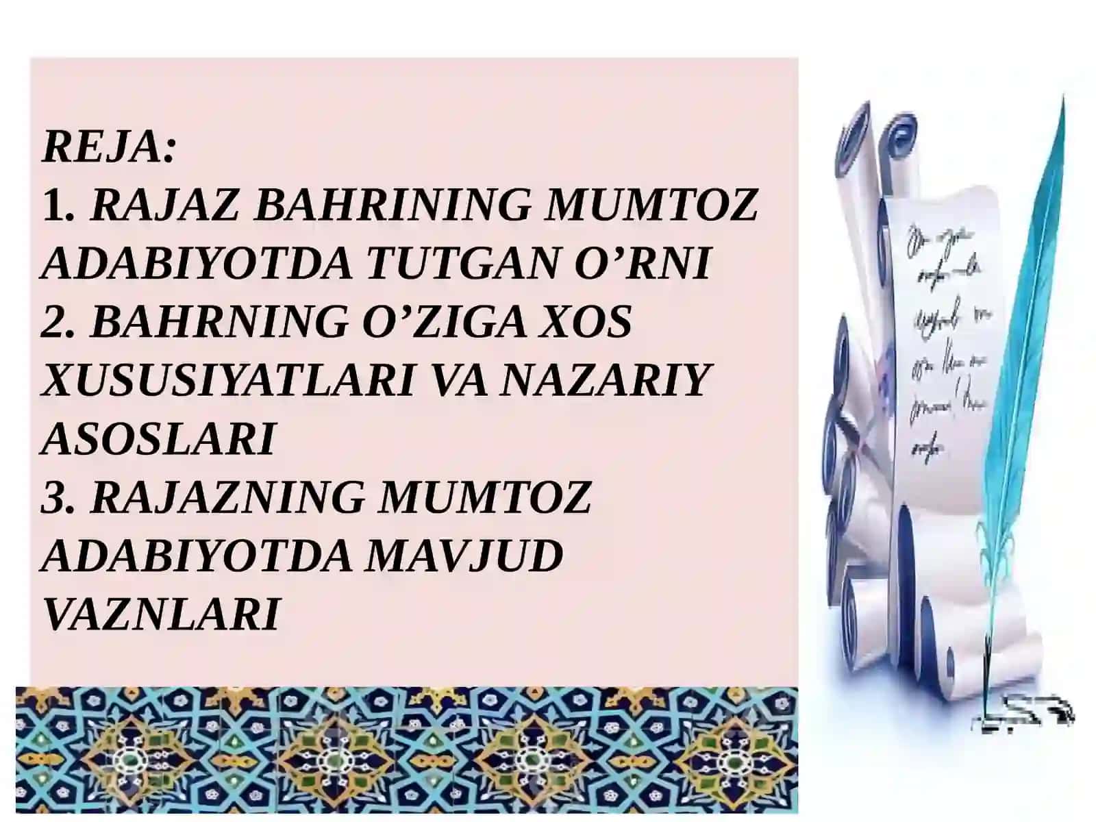 RAJAZ BAHRI VA UNING VAZNLARI 2