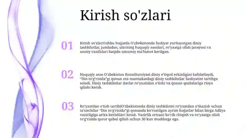 OʻZbekistonda Faoliyat Yurituvchi Diniy Tashkilotlar 2