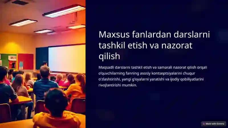 Maxsus fanlardan darslarni tashkil etish va nazorat qilish 2