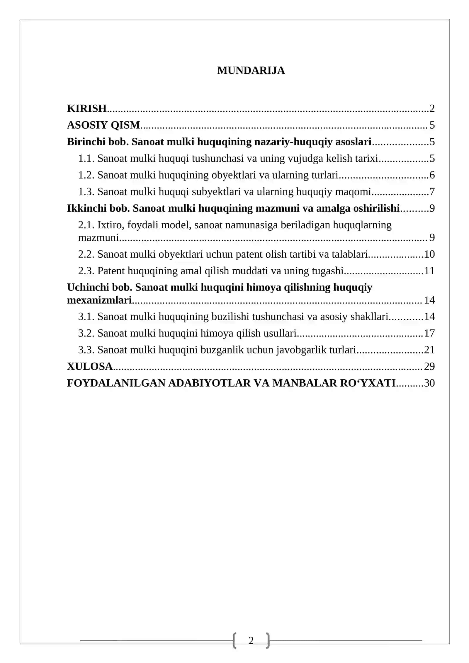 Sanoat mulkiga bo'lgan huquq (ixtiro,foydali model, sanoat namunasiga. bolgan huquq) 2