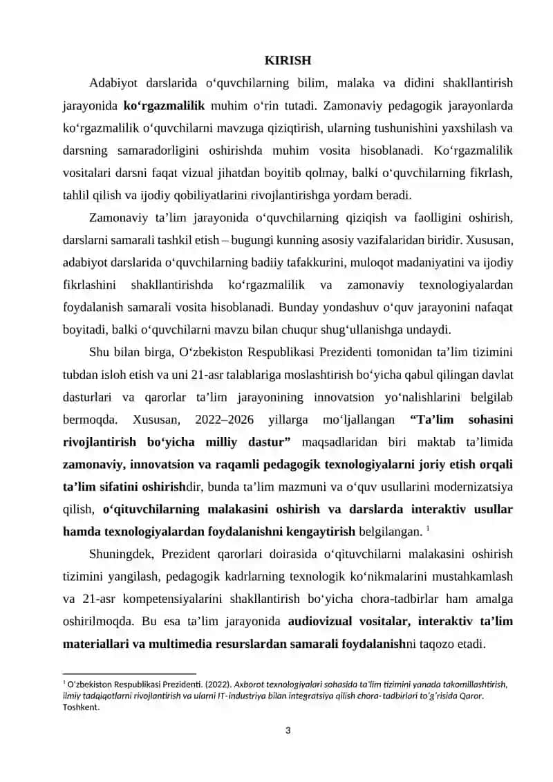 ADABIYOT DARSLARIDA KO‘RGAZMALILIKNI TASHKIL ETISH 2