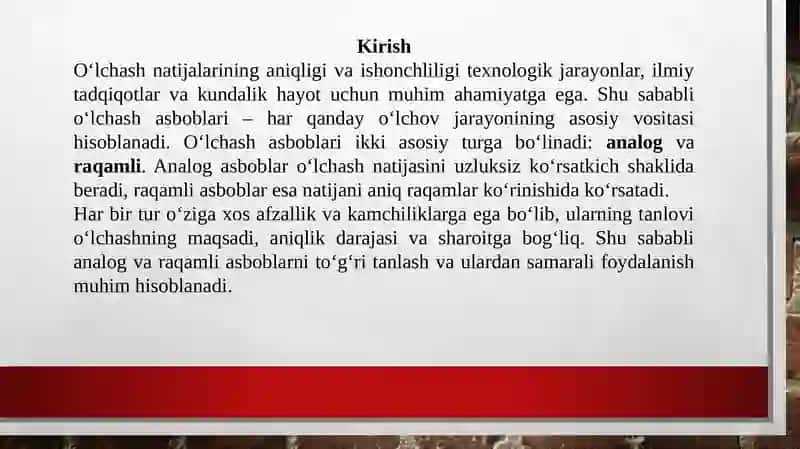 Analog va raqamli o‘lchash asboblari 2