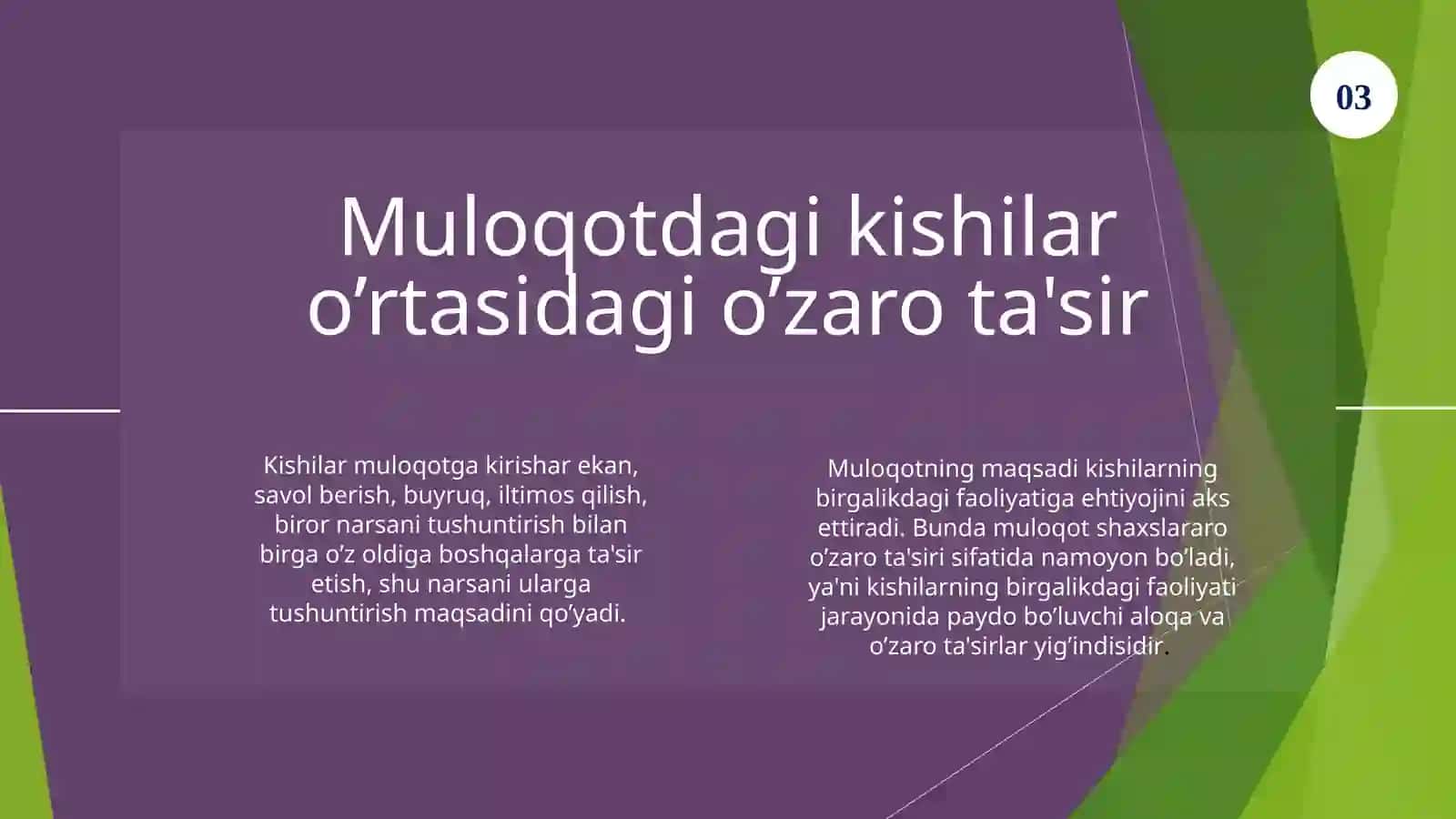 Muloqotda o‘zaro ta`sir masalasi 2